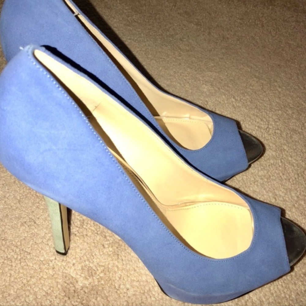 Enzo Angiolini Sky Blue Suede Stiletto Heel